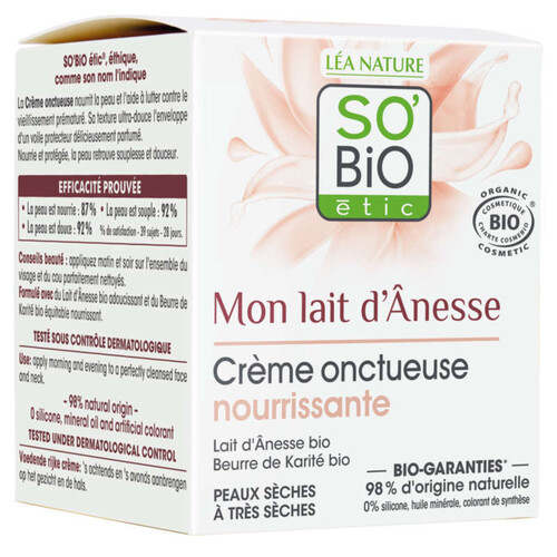 So'bio crème onctueuse nourrissante au lait d'ânesse 50ml