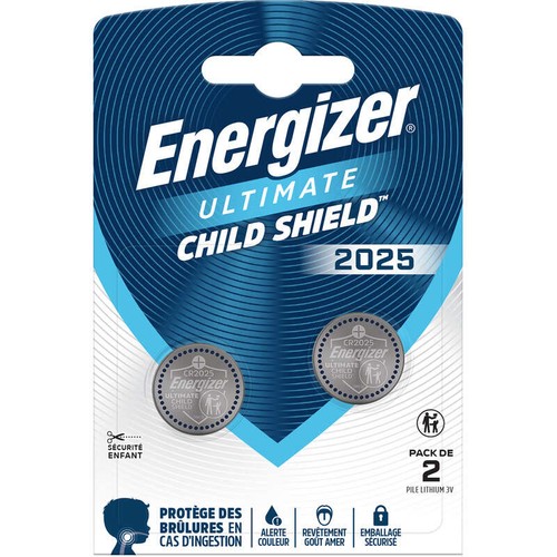 Energizer Ultimate Lithium Piles bouton CR 2025, pack de 2