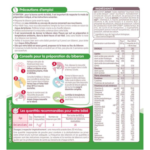 Guigoz Lait En Poudre 3ème Age Bio 800g