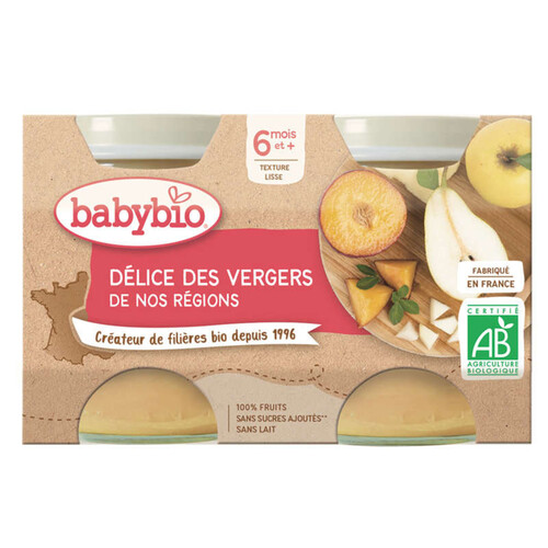 Babybio Petit Pot Délice de Fruits Compotes pour bébé dès 6 mois 2 x 130g
