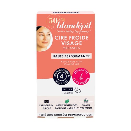 Blondépil Cire froide haute performance visage x20 bandes