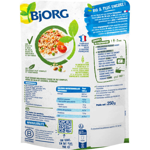 Bjorg Riz Soja Et Légumes, Bio 250G