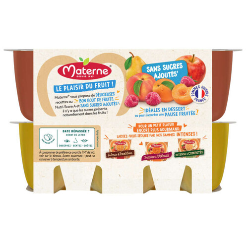 Materne Compotes Sans Sucres Ajoutés 12 x 100G