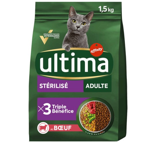 Ultima Croquettes Au Boeuf Pour Chats Stérilisés, Adult 1,5Kg