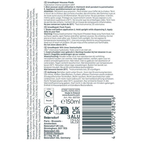 Eucerin UreaRepair PLUS Mousse Pieds 10% d'Urée 150ml