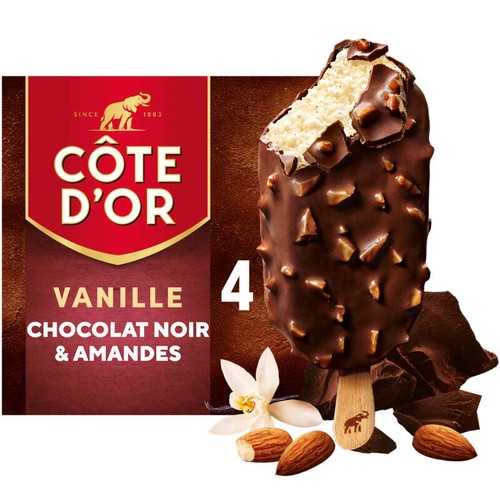 Côte D'or Glaces Vanille Amande x4 260g