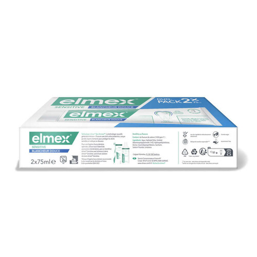 Elmex Dentifrice Sensitive Blancheur 0% colorants 2x75ml