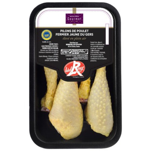 Monoprix Gourmet pilons de poulet fermier jaune du gers label rouge 450g