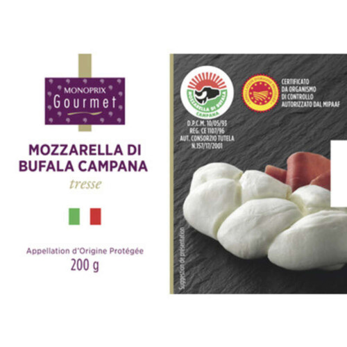 Monoprix gourmet mozzarella di bufala campana tresse aop 200g
