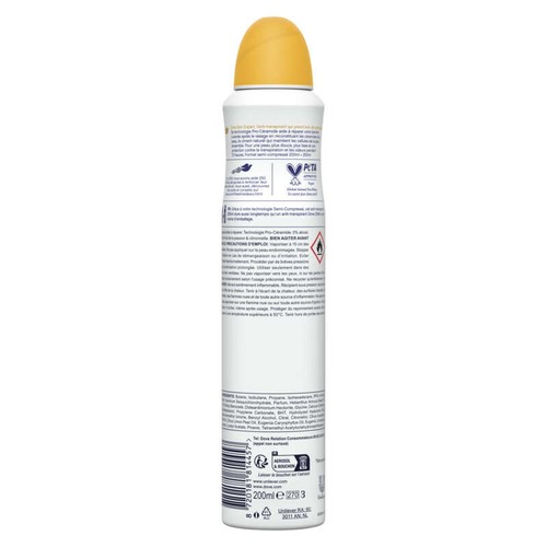 Dove Apaise & Aide à Réparer Déodorant Spray Anti-Transpirant Semi-compressé Fruit de la Passion 200ml