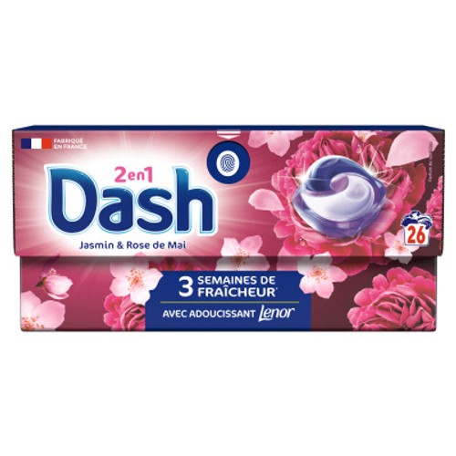 Dash Pods 2en1 Jasmin & Rose de Mai avec Adoucissant Lenor *26 Lavages 496g