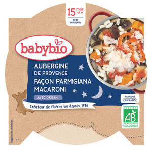 Babybio assiette aubergine et macaroni bio dès 15 mois 260g