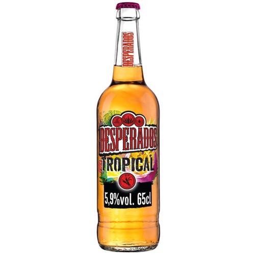 Desperados Tropical Bière aromatisée au spiritueux Rhum Fruit de la passion & Citron vert 65cl
