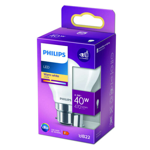 Philips Ampoule LED 40W Blanc Chaud Dépolie Verre