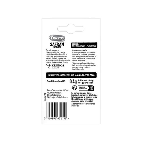 Ducros Poudre Safran de Grèce *4 Doses 0,4g