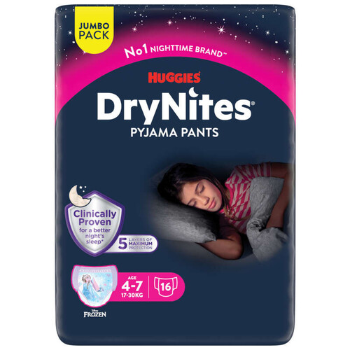 Drynites® Sous-Vêtements De Nuits Absorbants Fille 4-7Ans X16