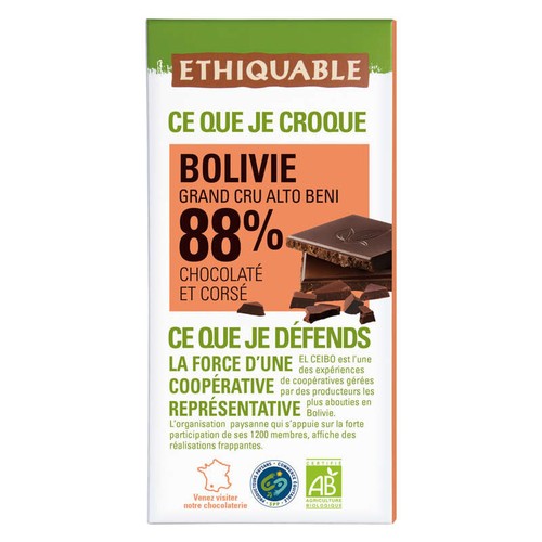 Ethiquable Chocolat Noir 88% Bio 100g