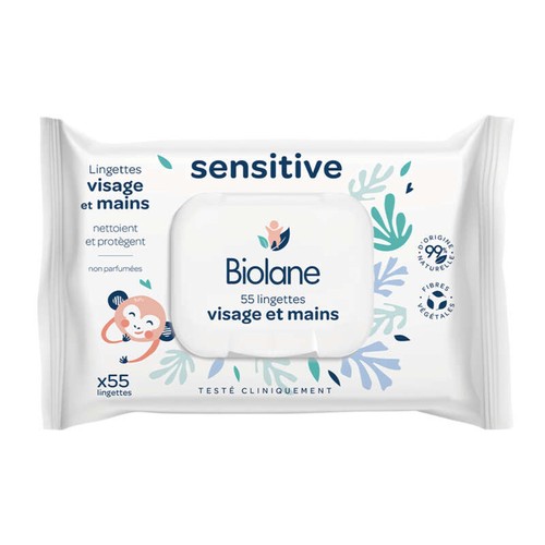 Biolane Lingettes Visage Et Mains Sensitives x55