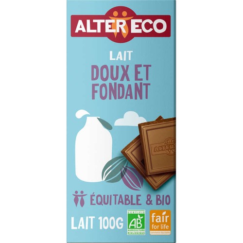 Alter Eco Chocolat au Lait Doux et fondant Bio 100g