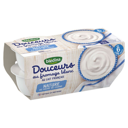 Bledina Douceur au Fromage Blanc Nature Sucré dès 6 Mois 4 x 100g