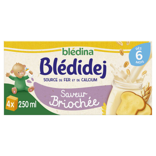 Blédina Bledidej Lait et Céréales Saveur Briochée dès 6 Mois 4x250ml