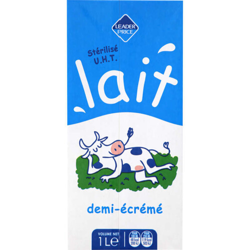 Leader price lait demi-écrémé pack 6x1L