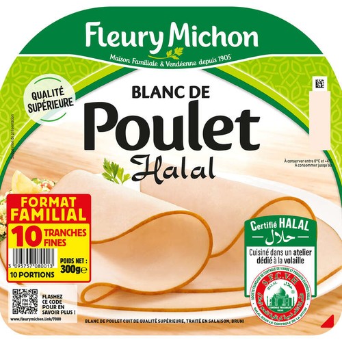 Fleury Michon Blanc De Poulet Halal Tranches Fines x10