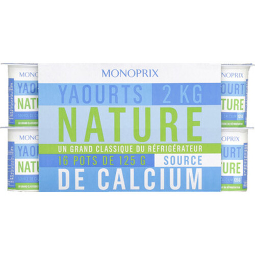 Monoprix Yaourt Nature riche en calcium 16x125g