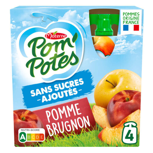 Pom'Potes Sans Sucres Ajoutés Pomme Brugnon 4X90G