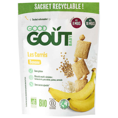 [Par Naturalia]  Good Goût Biscuits Carrés Banane 8M 50G Bio
