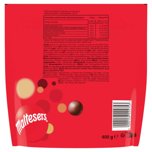 Maltesers Bille Croquante Enrobée de Chocolat au Lait pochon 400g