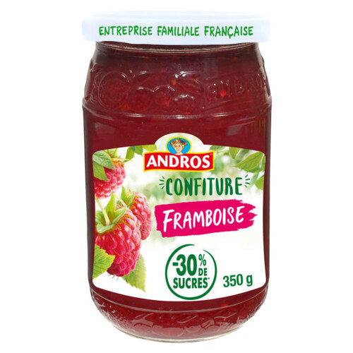 Andros Confiture Framboises -30% de Sucres 350g