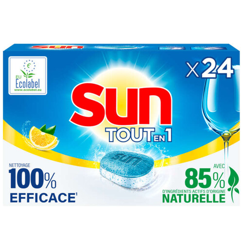Sun Tablettes Lave-Vaisselle Tout En 1 Citron 24 Tablettes