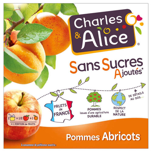Charles & Alice Compote pommes abricots Bergeron 4x100g