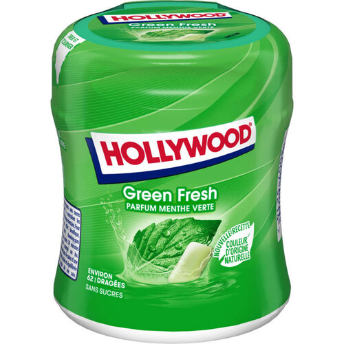 Hollywood Green Fresh Chewing-gum Menthe Verte sans sucres 87g