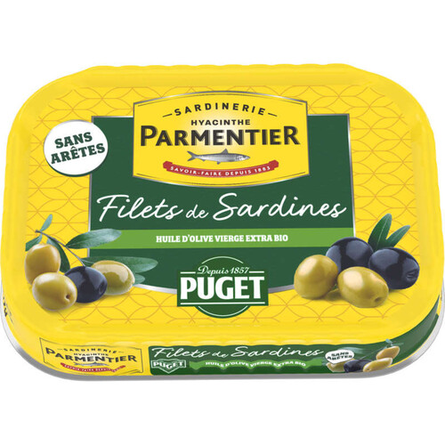 Filets de sardines huile d'olive vierge extra bio puget parmentier 70g