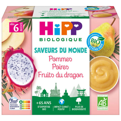 Hipp Biologique Pommes Poires Fruits du Dragon Dès 6 Mois 400g