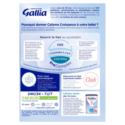 Gallia Lait De Croissance En Poudre 12M 3X400G