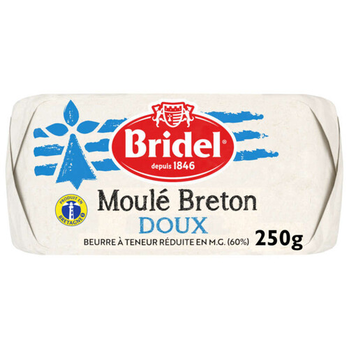 BRIDEL Beurre moulé à teneur réduite en matière grasse doux (60% de M.G.) 250g