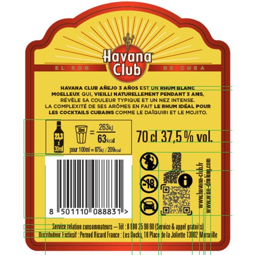 Havana Club Rhum Cubain Blanc 3Ans 70cl