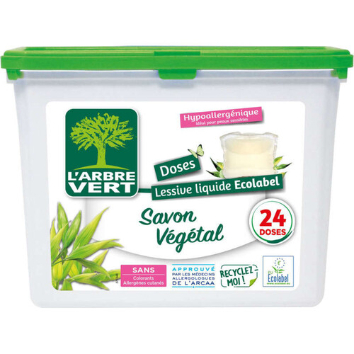 L'Arbre Vert Doses Lessive Liquide Savon Végétal x24 633g
