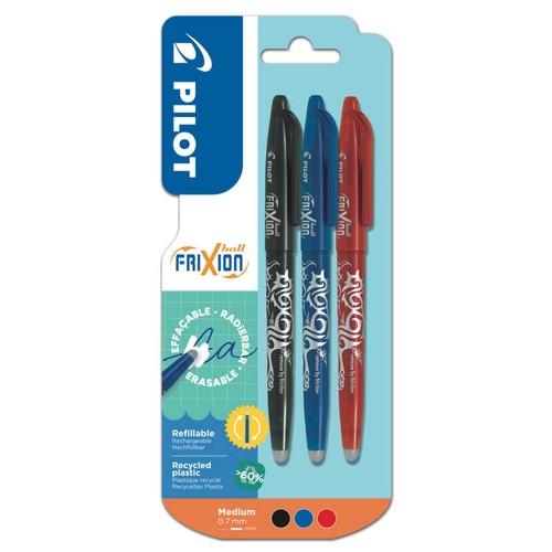 Pilot FriXion Ball Lot De 6 Stylos Gel Effaçables Pointe Fine Encre