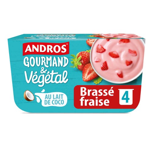 Andros Brassé Végétal Fraise au lait de Coco 4x100g