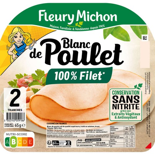 Fleury Michon Blanc De Poulet x2 Tranches 65g