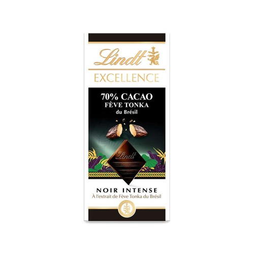 Lindt EXCELLENCE Tablette de chocolat Tonka du Brésil Noir 70% 100g