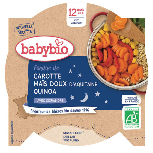 [Par Naturalia]  Babybio Fondue de carotte, maïs et quinoa, dès 12 mois, Bio 230g