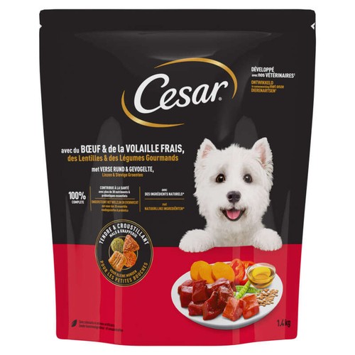 Cesar Croquettes au Bœuf, à la Volaille, aux Lentilles et aux Légumes pour petit Chien adulte 1,4kg