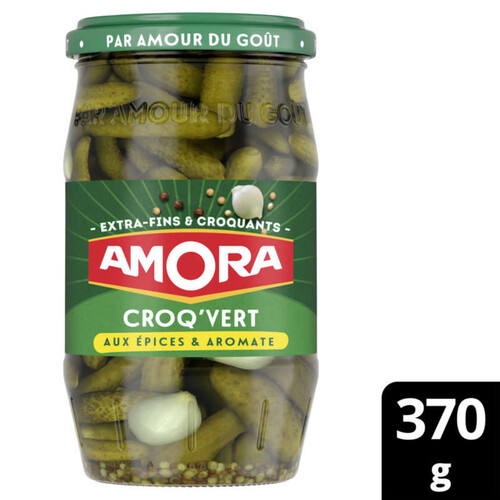 Amora Cornichons Extra-Fins Bocal Croq'Vert 370G