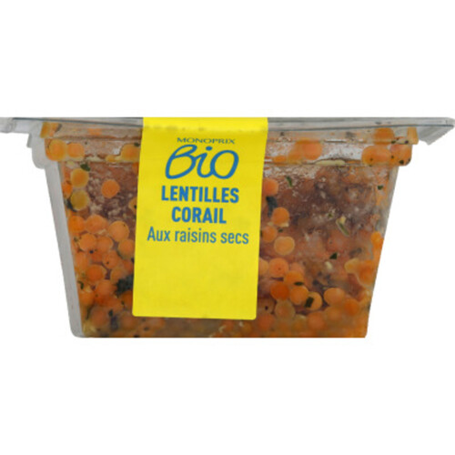 Monoprix Bio salade de lentilles corail aux raisins secs 200g