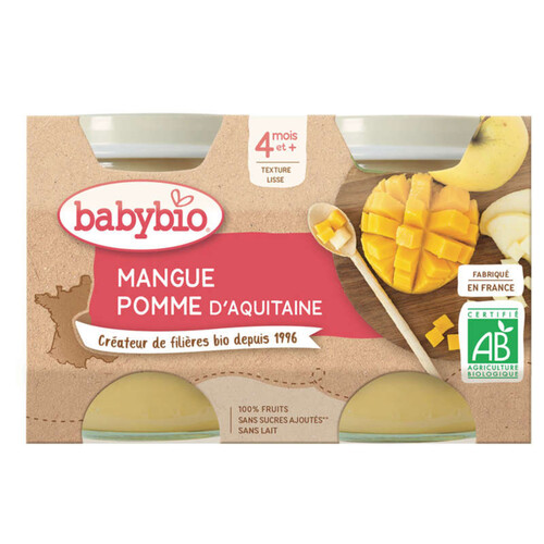 [Par Naturalia]  Babybio Compotes Pomme Mangue Dès 4 Mois 2x130g